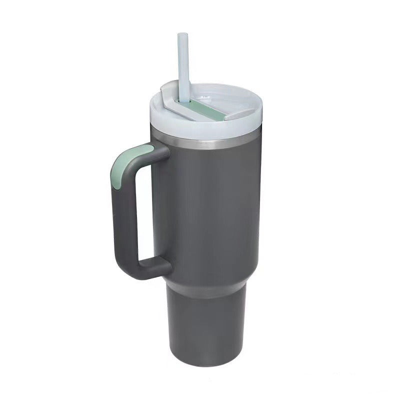 40oz second generation car cup large capacity portable straw cup with handle 304 stainless steel handle thermos cup