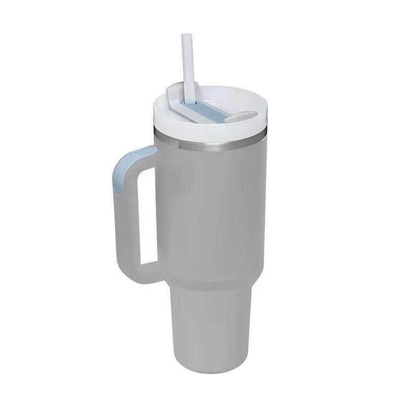 40oz second generation car cup large capacity portable straw cup with handle 304 stainless steel handle thermos cup